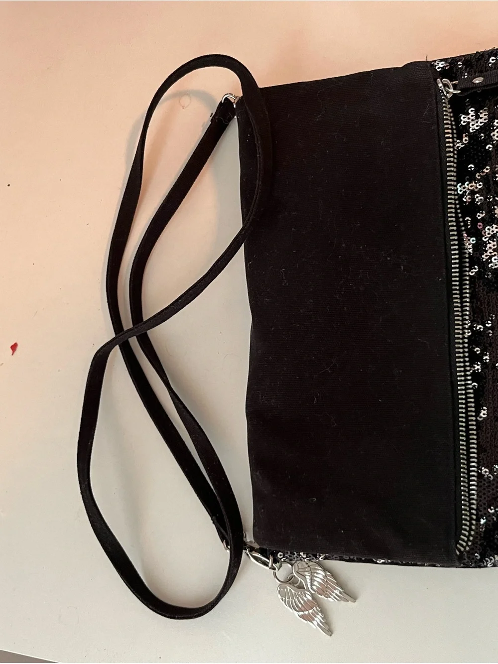 Victoria's Secret Black Iridescent Sequin Crossbody Bag - Picture 2 of 3